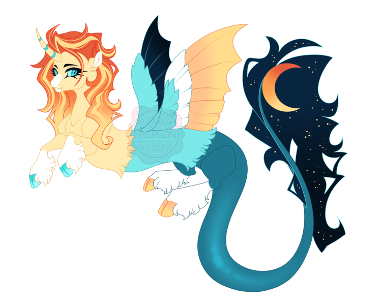 Size: 5600x4500 | Tagged: safe, artist:gigason, derpibooru import, oc, oc:eclipsis, draconequus, female, image, magical threesome spawn, offspring, parent:discord, parent:nightmare moon, parent:sunset shimmer, png, simple background, solo, transparent background