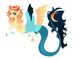 Size: 5600x4500 | Tagged: safe, artist:gigason, derpibooru import, oc, oc:eclipsis, draconequus, female, image, magical threesome spawn, offspring, parent:discord, parent:nightmare moon, parent:sunset shimmer, png, simple background, solo, transparent background