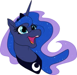 Size: 901x872 | Tagged: safe, artist:mythpony, derpibooru import, princess luna, alicorn, pony, bust, cute, female, image, lunabetes, mare, open mouth, open smile, png, portrait, simple background, smiling, solo, transparent background