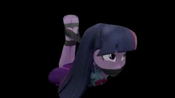 Size: 3840x2160 | Tagged: safe, alternate angle, alternate version, artist:ennddy, derpibooru import, twilight sparkle, human, equestria girls, g4, 3d, angry, barefoot, black background, bondage, bound and gagged, clothes, damsel in distress, feet, feet tied, female, gag, hands behind back, high res, hogtied, image, kidnapped, png, simple background, skirt, solo, tape, tape bondage, tape gag, tied up