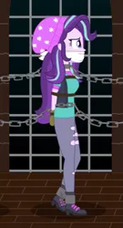 Size: 737x1362 | Tagged: safe, derpibooru import, starlight glimmer, human, equestria girls, g4, bondage, bound and gagged, chains, cloth gag, gag, humanized, image, marching, png