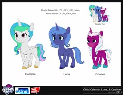 Size: 1304x1008 | Tagged: safe, derpibooru import, official, princess celestia, princess luna, alicorn, pony, g5, my little pony: make your mark, atomic cartoons logo, concept art, eone, female, filly, filly celestia, filly luna, filly opaline arcana, foal, image, jpeg, my little pony logo, my little pony: make your mark chapter 4, opaline arcana, sunny side up, trio, trio female, younger