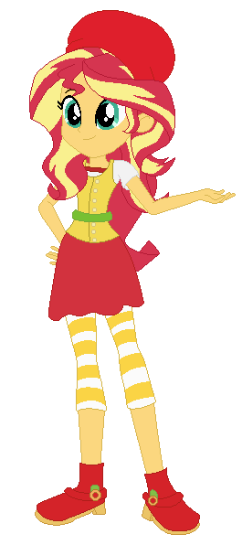 Size: 265x596 | Tagged: safe, artist:selenaede, artist:user15432, derpibooru import, sunset shimmer, human, equestria girls, g4, apple dumplin, base used, boots, clothes, crossover, dress, hand on hip, hat, image, png, rebecca shoichet, red hat, red shoes, shoes, simple background, smiling, solo, strawberry shortcake, strawberry shortcake's berry bitty adventures, transparent background, voice actor, voice actor joke