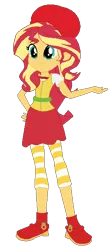 Size: 265x596 | Tagged: safe, artist:selenaede, artist:user15432, derpibooru import, sunset shimmer, human, equestria girls, g4, apple dumplin, base used, boots, clothes, crossover, dress, hand on hip, hat, image, png, rebecca shoichet, red hat, red shoes, shoes, simple background, smiling, solo, strawberry shortcake, strawberry shortcake's berry bitty adventures, transparent background, voice actor, voice actor joke