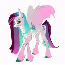 Size: 900x900 | Tagged: safe, artist:yanisfucker, derpibooru import, oc, oc:chroma slip, unofficial characters only, bat pony, pony, facial markings, female, image, jpeg, mare, simple background, solo, spread wings, unshorn fetlocks, white background, wings