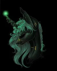 Size: 1728x2160 | Tagged: safe, artist:yanisfucker, derpibooru import, oc, unofficial characters only, pony, unicorn, black background, bust, ear piercing, earring, female, horn, horn jewelry, image, jewelry, jpeg, magic, mare, neck piercing, old art, peytral, piercing, portrait, simple background, solo