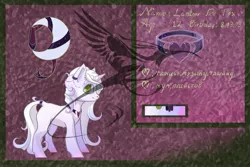 Size: 2560x1707 | Tagged: safe, artist:yanisfucker, derpibooru import, oc, oc:lantoor de fox, pony, unicorn, ear piercing, earring, female, horn, image, jewelry, jpeg, mare, peytral, piercing, reference sheet, ring, solo, tail, tail ring, watermark