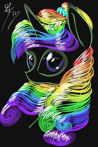 Size: 320x480 | Tagged: safe, artist:yanisfucker, derpibooru import, oc, unofficial characters only, pony, unicorn, black background, bust, female, horn, image, jpeg, mare, multicolored hair, portrait, rainbow hair, simple background, solo