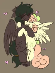 Size: 768x1024 | Tagged: safe, artist:puppie, derpibooru import, oc, oc:soft sonance, oc:stormchaser, unofficial characters only, pegasus, pony, couple, cuddling, cute, duo, duo male and female, female, image, male, mare, png, stallion, straight