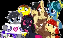 Size: 1280x782 | Tagged: safe, artist:tayota, derpibooru import, oc, oc:kesha, oc:klaus, oc:lychee, oc:tayota, oc:tweek, earth pony, pegasus, pony, unicorn, group, horn, image, jpeg