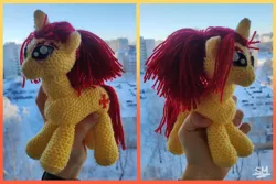 Size: 3232x2160 | Tagged: safe, artist:sunamoonmlp, derpibooru import, oc, unofficial characters only, original species, plush pony, pony, unicorn, g4, commission, cute, derpibooru exclusive, handmade, horn, image, male, photo, plushie, png, stallion, yarn