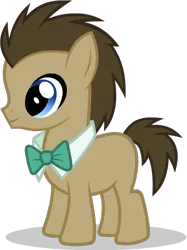 Size: 386x517 | Tagged: safe, derpibooru import, official, doctor whooves, time turner, earth pony, pony, g4, slice of life (episode), leak, bowtie, colt, foal, image, male, my little pony, png, solo, younger