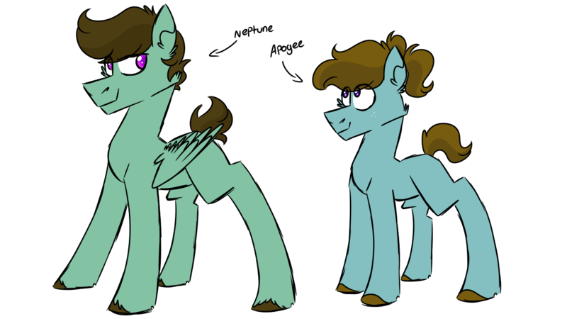 Size: 1280x720 | Tagged: safe, artist:fuckomcfuck, derpibooru import, oc, oc:apogee, oc:neptune, unofficial characters only, earth pony, pegasus, pony, freckles, image, parent:oc:doodles, parent:oc:joystick, pigtails, png, simple background, transparent background