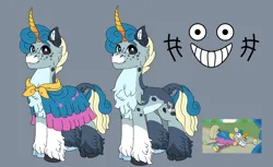 Size: 1280x782 | Tagged: safe, artist:malinraf1615, derpibooru import, pony, unicorn, g5, gray background, horn, image, png, señor butterscotch, simple background, solo