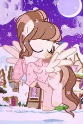 Size: 1220x1822 | Tagged: safe, artist:cstrawberrymilk, derpibooru import, oc, oc:strawberry milk, pegasus, pony, clothes, eyes closed, female, image, jpeg, mare, night, solo, sweater