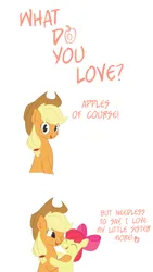 Size: 3281x5825 | Tagged: safe, artist:s.l.guinefort, derpibooru import, apple bloom, applejack, earth pony, pony, adorabloom, comic, cute, female, filly, hug, image, jackabetes, mare, png, sibling love, sisterly love