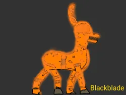 Size: 4096x3072 | Tagged: safe, artist:blackblade360, derpibooru import, ponified, pony, robot, 2024, animatronic, animatronic pony, bald, black background, broken, crossover, digital art, five nights at freddy's, five nights at freddy's 4, glow, halloween, holiday, ibispaint x, image, jack-o-bonnie, jack-o-lantern, no mane, open mouth, orange coat, png, pumpkin, sharp teeth, signature, simple background, teeth, torn ear, video game reference, walking