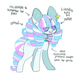 Size: 879x879 | Tagged: safe, artist:cutesykill, derpibooru import, oc, oc:princess marshmallow, unofficial characters only, alicorn, pony, alicorn oc, alternate eye color, arrow, bangs, big ears, big eyes, blue eyelashes, coat markings, colored eyelashes, colored muzzle, colored pinnae, colored sclera, decapitated, ear piercing, earring, eyelashes, facial markings, fangs, female, female oc, floating head, folded wings, frown, horn, image, jewelry, lace, long legs, looking at you, mare, mare oc, no catchlights, open mouth, open smile, piercing, pigtails, png, princess, princess oc, ringlets, short, simple background, slit pupils, small horn, smiling, smiling at you, solo, sparkles, standing, text, thick eyelashes, three quarter view, three toned mane, three toned tail, tiara, twintails, two toned eyes, unicorn horn, unusual pupils, white background, white coat, wide eyes, wings