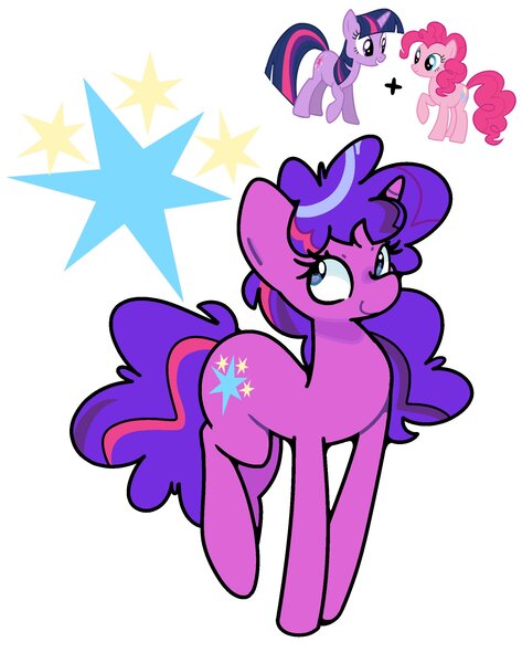 Size: 1891x2400 | Tagged: safe, artist:kindakismet, derpibooru import, pinkie pie, twilight sparkle, pony, unicorn, fusion, fusion:pinkie pie, fusion:twilight sparkle, fusion:twinkie, horn, image, jpeg