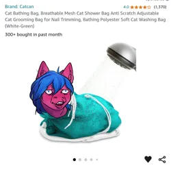 Size: 1656x1643 | Tagged: safe, anonymous artist, derpibooru import, edit, oc, oc:neon burst, cat, hybrid, amazon, bag, image, leon s. kennedy, meme, no way fag, pegabat, png, shower