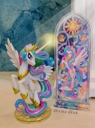 Size: 2441x3255 | Tagged: safe, derpibooru import, kotobukiya, official, princess celestia, alicorn, acrylic plastic, acrylic standee, cloud, craft, image, jpeg, kotobukiya princess celestia, looking at you, magic, magic aura, merchandise, solo, spread wings, stained glass, stars, sun, wings