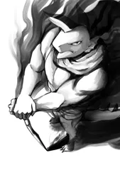 Size: 1378x2039 | Tagged: safe, artist:gashiboka, derpibooru import, spike, dragon, g4, black and white, grayscale, image, male, monochrome, older, older spike, png, solo, watermark