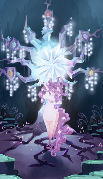 Size: 965x1667 | Tagged: safe, artist:gashiboka, derpibooru import, tree of harmony, oc, oc:harmony (heilos), unofficial characters only, pony, g4, element of generosity, element of honesty, element of kindness, element of laughter, element of loyalty, element of magic, elements of harmony, everfree tarot, female, image, major arcana, mare, png, solo, tarot, tarot card, the high priestess