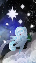 Size: 965x1667 | Tagged: safe, artist:gashiboka, derpibooru import, oc, oc:snowdrop, unofficial characters only, pegasus, pony, cloud, everfree tarot, image, jug, major arcana, music notes, png, solo, stars, tarot, tarot card, the star