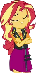 Size: 1243x2520 | Tagged: safe, derpibooru import, edit, edited screencap, editor:mrtoonlover83, screencap, sunset shimmer, equestria girls, g4, background removed, crossed arms, eyes closed, female, image, not a vector, png, simple background, solo, transparent background