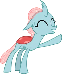 Size: 3000x3569 | Tagged: safe, artist:cloudy glow, derpibooru import, ocellus, changedling, changeling, g4, cute, diaocelles, eyes closed, female, grin, image, png, raised hoof, simple background, smiling, solo, transparent background, vector