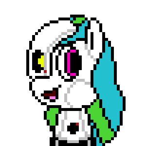 Size: 300x300 | Tagged: safe, artist:nukepony360, derpibooru import, oc, oc:oasis (osai), unofficial characters only, pony, robot, robot pony, clothes, cosplay, costume, digital art, female, glados, halloween, halloween costume, holiday, image, mare, mlp fim's fourteenth anniversary, nightmare night, pixel art, png, portal (valve), simple background, solo, transparent background