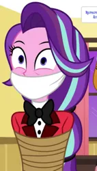 Size: 580x1018 | Tagged: safe, artist:limedazzle, derpibooru import, starlight glimmer, human, equestria girls, g4, bondage, bound and gagged, bowtie, charlie morningstar, cloth gag, gag, hazbin hotel, hellaverse, humanized, image, jpeg, rope, rope bondage