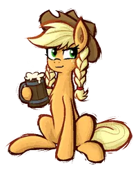 Size: 494x616 | Tagged: safe, artist:daze, derpibooru import, applejack, earth pony, pony, g4, drink, female, image, mare, png, sitting, solo