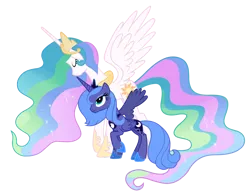 Size: 3947x3094 | Tagged: safe, artist:alicesponycorner, derpibooru import, princess celestia, princess luna, alicorn, pony, g4, accessory, adobe, clothes, concave belly, crown, duo, female, flowing hair, flowing mane, flowing tail, grief, height difference, hug, image, indoors, jewelry, light, moon, png, raised hoof, regalia, regret, s1 luna, sad, show accurate, siblings, simple background, sisters, slender, spread wings, tail, tall, thin, transparent background, winghug, wings, young luna