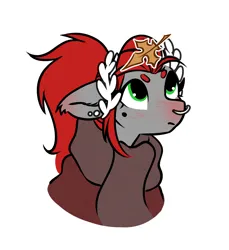 Size: 2795x3051 | Tagged: safe, artist:opalacorn, derpibooru import, oc, oc:void, unofficial characters only, pegasus, pony, autumn, blushing, bust, clothes, ear blush, ear piercing, earring, falling leaves, female, floppy ears, image, jewelry, jpeg, laurel wreath, leaf, leaves, looking up, mare, mole, nose blush, nose piercing, nose ring, piercing, scarf, solo