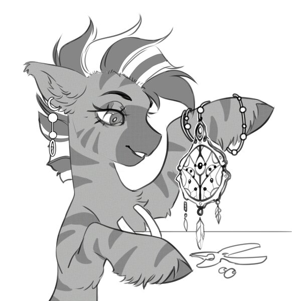 Size: 3600x3710 | Tagged: safe, artist:opalacorn, derpibooru import, oc, oc:philani, unofficial characters only, pony, zebra, black and white, bust, ear fluff, ear piercing, earring, female, grayscale, image, jewelry, jpeg, lidded eyes, mare, monochrome, piercing, simple background, smiling, solo, unshorn fetlocks, white background, zebra oc