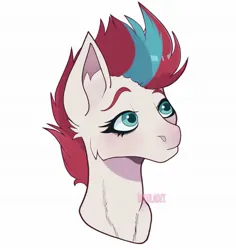 Size: 1740x1840 | Tagged: safe, artist:lululaozi, derpibooru import, zipp storm, pegasus, pony, g5, bust, female, image, jpeg, looking up, mare, portrait, signature, simple background, solo, white background