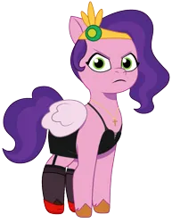 Size: 925x1200 | Tagged: safe, artist:edy_january, artist:prixy05, derpibooru import, edit, editor:edy_january, vector edit, pegasus, pony, g5, my little pony: tell your tale, angry, black dress, clothes, cross, cross necklace, dress, garter belt, garter belt leggings, high heels, image, influence, jewelry, laces, necklace, no comment, png, shoes, simple background, socks, solo, stockings, thigh highs, threat, transparent background, vector, vulgar description