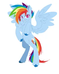 Size: 474x594 | Tagged: safe, artist:cornun1corn, derpibooru import, rainbow dash, pegasus, pony, female, image, mare, png, rearing, solo, spread wings, wings