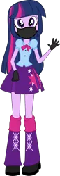 Size: 3443x10000 | Tagged: safe, artist:birdalliance, derpibooru import, editor:brokenadam, twilight sparkle, equestria girls, g4, absurd resolution, black gloves, clothes, coronavirus, covid-19, cutie mark, cutie mark on clothes, face mask, female, gloves, image, looking at you, mask, my little pony equestria girls: rainbow rocks, png, simple background, skirt, smiling, smirk, solo, transparent background, twilight sparkle's skirt, vector, waving