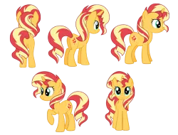 Size: 2457x1872 | Tagged: safe, artist:culu-bluebeaver, derpibooru import, sunset shimmer, pony, unicorn, g4, digital, digital art, female, horn, image, png, reference, reference sheet, solo, solo female, vector, vector trace