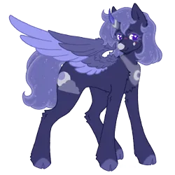 Size: 1000x1000 | Tagged: safe, artist:kazmuun, derpibooru import, oc, oc:cloudy nights, alicorn, pony, colored wings, female, image, mare, png, simple background, solo, transparent background, two toned wings, wings