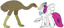 Size: 3025x1350 | Tagged: safe, artist:supahdonarudo, derpibooru import, queen novo, bird, classical hippogriff, hippogriff, g4, my little pony: the movie, duo, image, looking at each other, looking at someone, png, simple background, surprised, transparent background