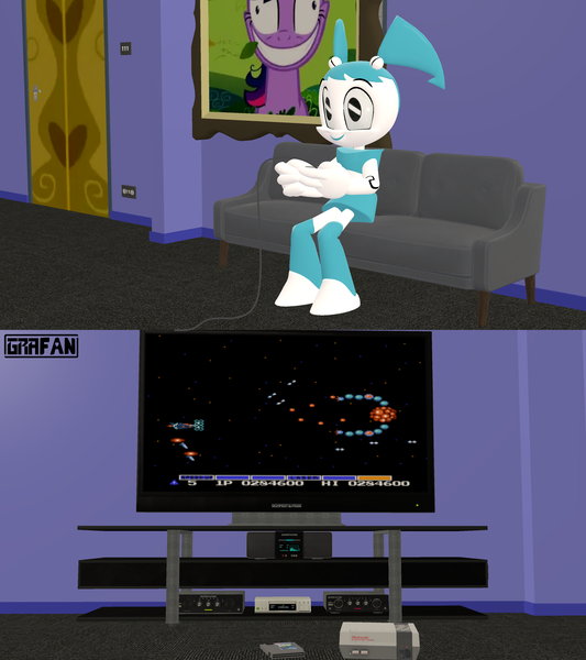 Size: 3413x3839 | Tagged: safe, artist:gradiusfanatic, derpibooru import, twilight sparkle, robot, unicorn, 3d, crossover, female, gradius, horn, image, jenny wakeman, my life as a teenage robot, nintendo entertainment system, png, source filmmaker