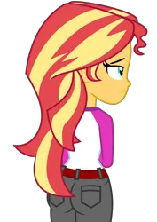 Size: 3000x4243 | Tagged: safe, artist:keronianniroro, derpibooru import, edit, vector edit, sunset shimmer, equestria girls, g4, bunset shimmer, butt, derpibooru exclusive, image, my little pony equestria girls: legend of everfree, png, solo, vector