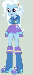 Size: 470x1060 | Tagged: safe, derpibooru import, trixie, equestria girls, g4, boots, clothes, high heel boots, hoodie, image, png, shirt, shoes, skirt, solo, trixie wearing her boots