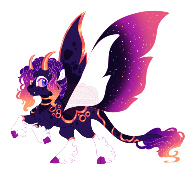 Size: 4600x4100 | Tagged: safe, artist:gigason, derpibooru import, oc, oc:gumball goodnight, pegasus, pony, colored wings, female, gradient wings, horns, image, mare, multicolored wings, png, simple background, solo, transparent background, wings