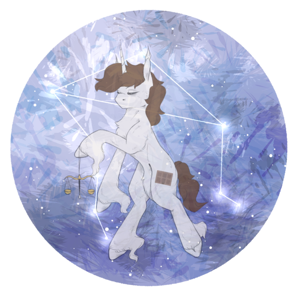 Size: 2500x2500 | Tagged: artist needed, safe, derpibooru import, oc, oc:dorm pony, unofficial characters only, pony, unicorn, horn, image, libra, png, scales, solo, stars