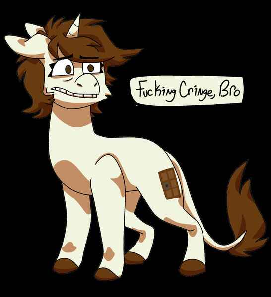 Size: 1862x2048 | Tagged: safe, artist:kazzmcsass, derpibooru import, oc, oc:dorm pony, unofficial characters only, pony, unicorn, cringing, horn, image, jpeg, solo, speech, swearing, talking, text, vulgar