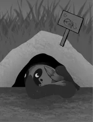 Size: 1516x1987 | Tagged: safe, artist:dusthiel, derpibooru import, princess luna, alicorn, pony, grayscale, hibernation, image, monochrome, novembrush, png, sign, sleeping, solo